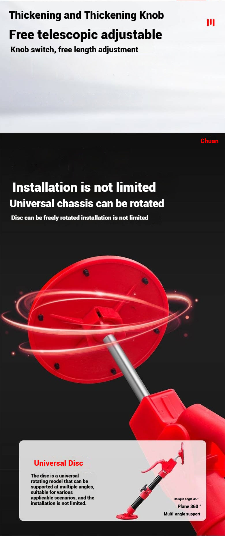 Cabinet Installation Jack Labor-Saving Telescopic Steel Hand Work Support Rod