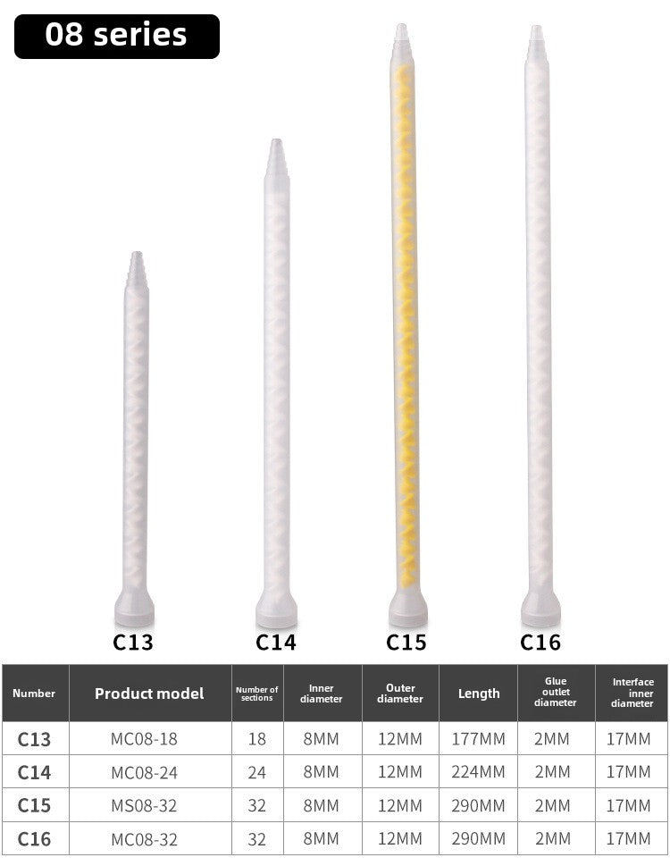 Epoxy Mixing Nozzle Static Mixer Nozzle Tubes 18-Element Adhesive Cartridges Spiral Tip