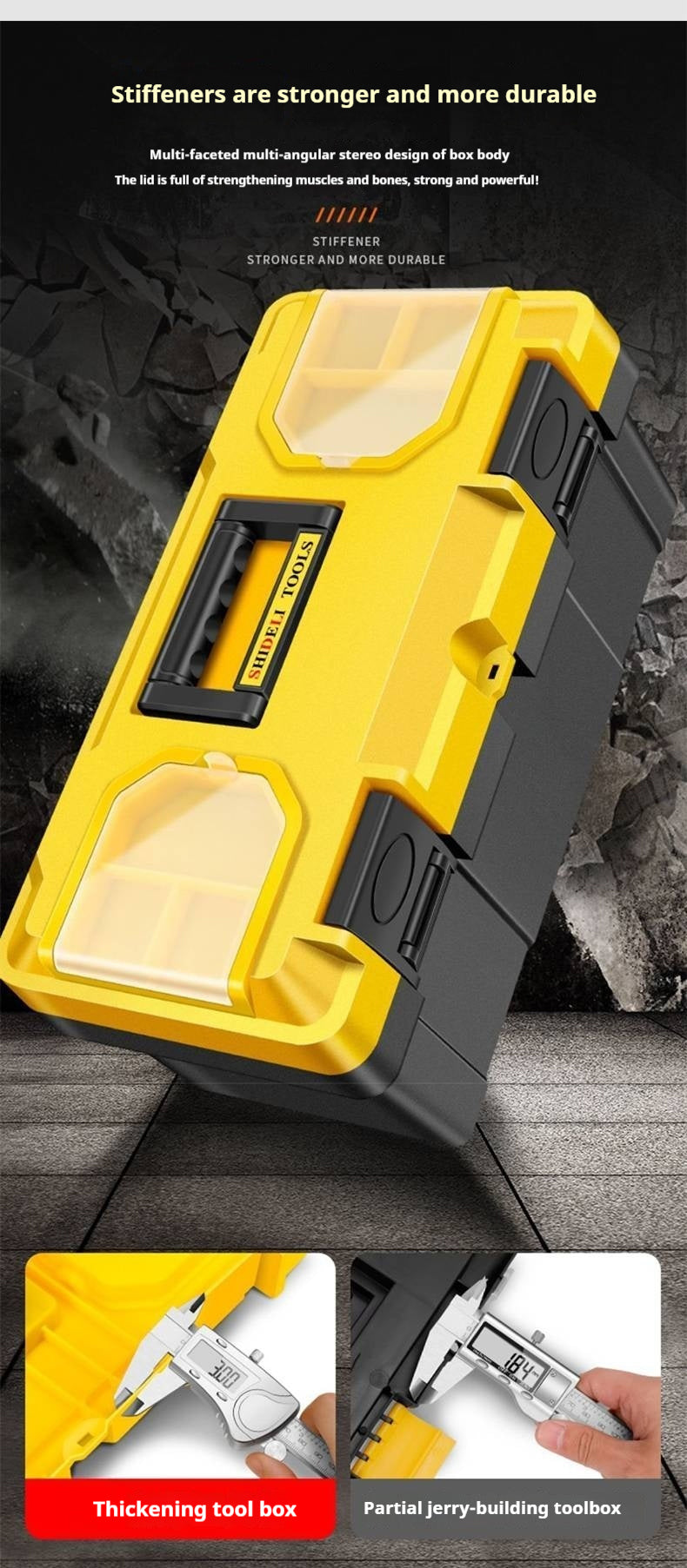 Plastic Organised Maestro Tool Box with Clear top lid (Yellow)