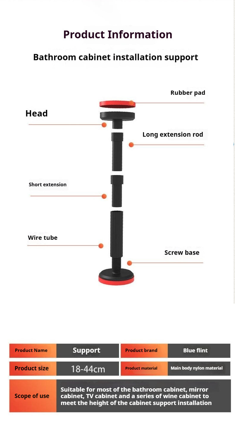 Cabinet Adjustable Support Rod Stainless Steel Bathroom Cabinet Hanging Installation Lifting Support Rod