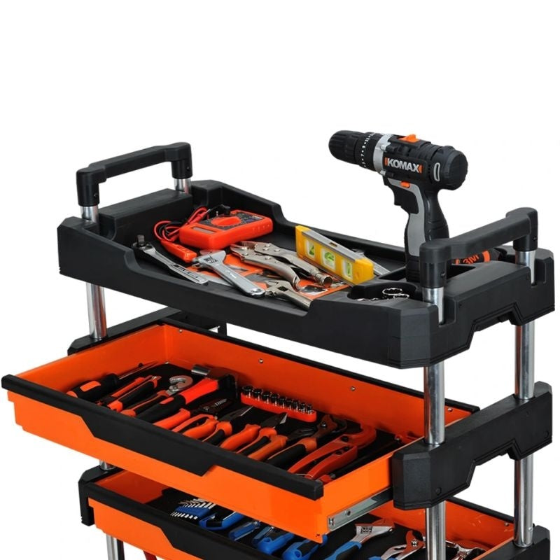 Tool cart on Wheels TANKSTORM Service Tool Cart 3 Tire Rolling cart, Industrial Commercial Service Cart (03 Middle)