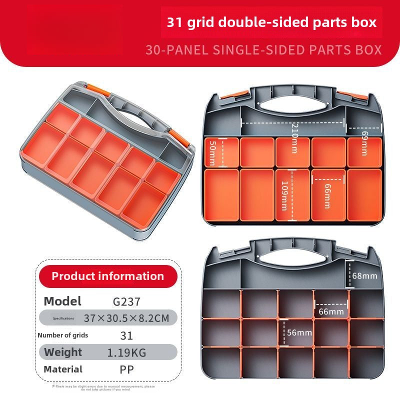 Plastic Tool Box,Double Side Tool Organizer Small Parts Tool Box Hardware Organizer with Removable Plastic Dividers for Bead/Screws/Nuts/Nails/Bolts/Bins/Crafts