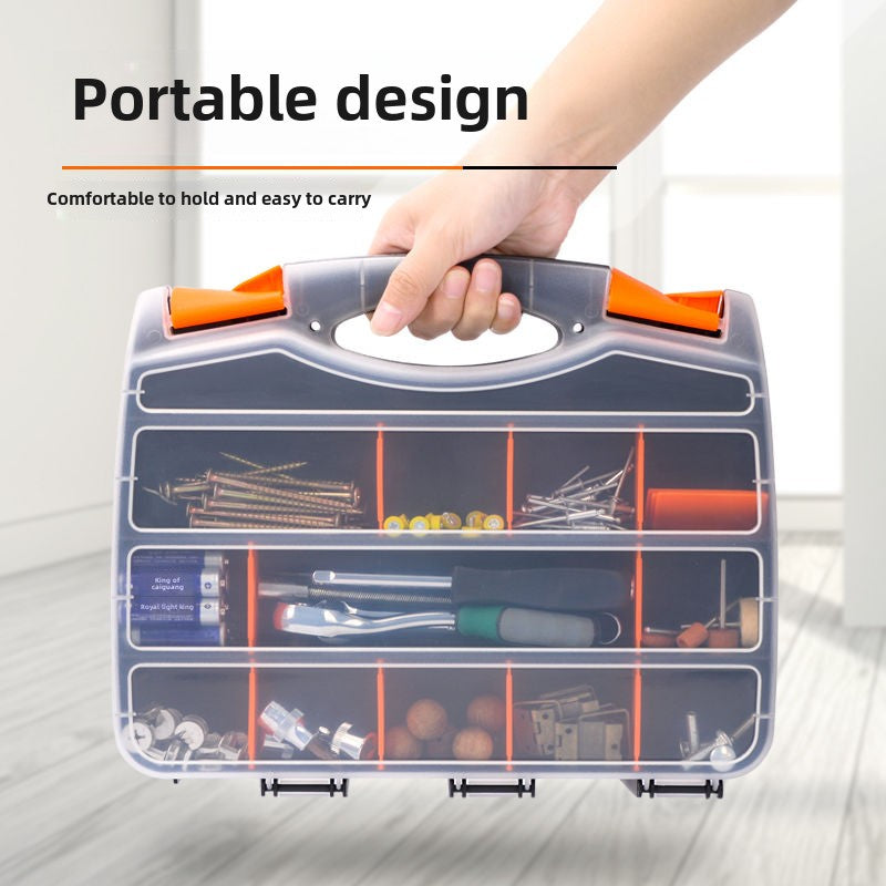 Stackable Multi-Grid Parts Storage Box - Transparent Screw Organizer, Workshop Tool Case