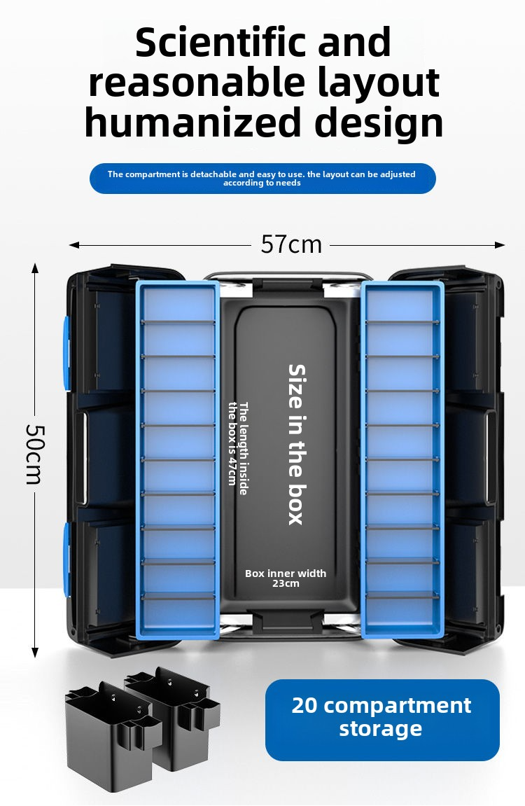 Household multifunctional plastic electrician storage box car tool box large plastic thickened car maintenance portable storage box