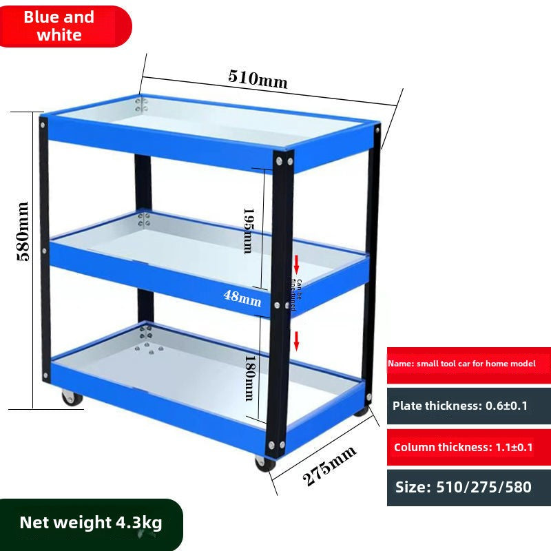 Auto Dynasty 3-Layer Steel Service Cart Max Capacity 220 lbs with Wheels for Warehouse, Garage and Office Supports, Red