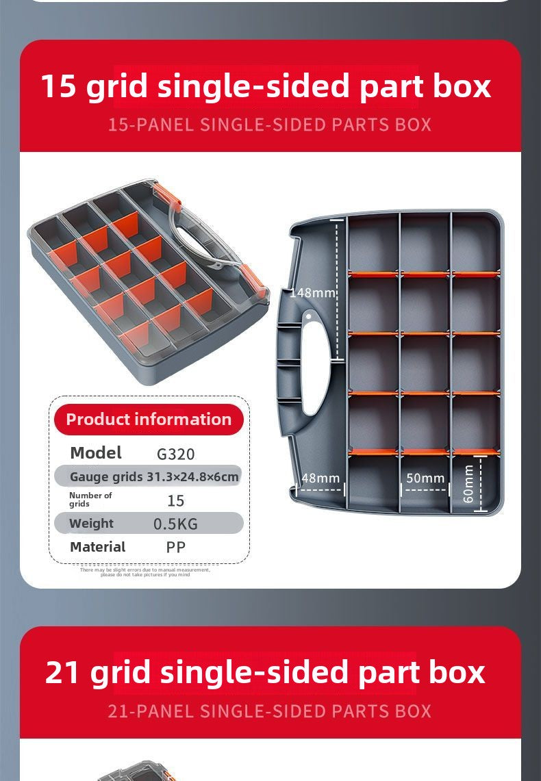 Plastic Tool Box,Double Side Tool Organizer Small Parts Tool Box Hardware Organizer with Removable Plastic Dividers for Bead/Screws/Nuts/Nails/Bolts/Bins/Crafts
