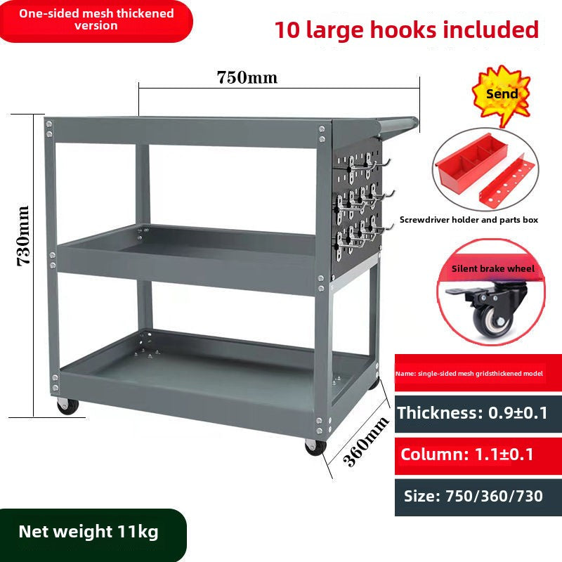 Auto Dynasty 3-Layer Steel Service Cart Max Capacity 220 lbs with Wheels for Warehouse, Garage and Office Supports, Red