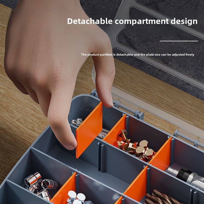 Plastic Tool Box,Double Side Tool Organizer Small Parts Tool Box Hardware Organizer with Removable Plastic Dividers for Bead/Screws/Nuts/Nails/Bolts/Bins/Crafts