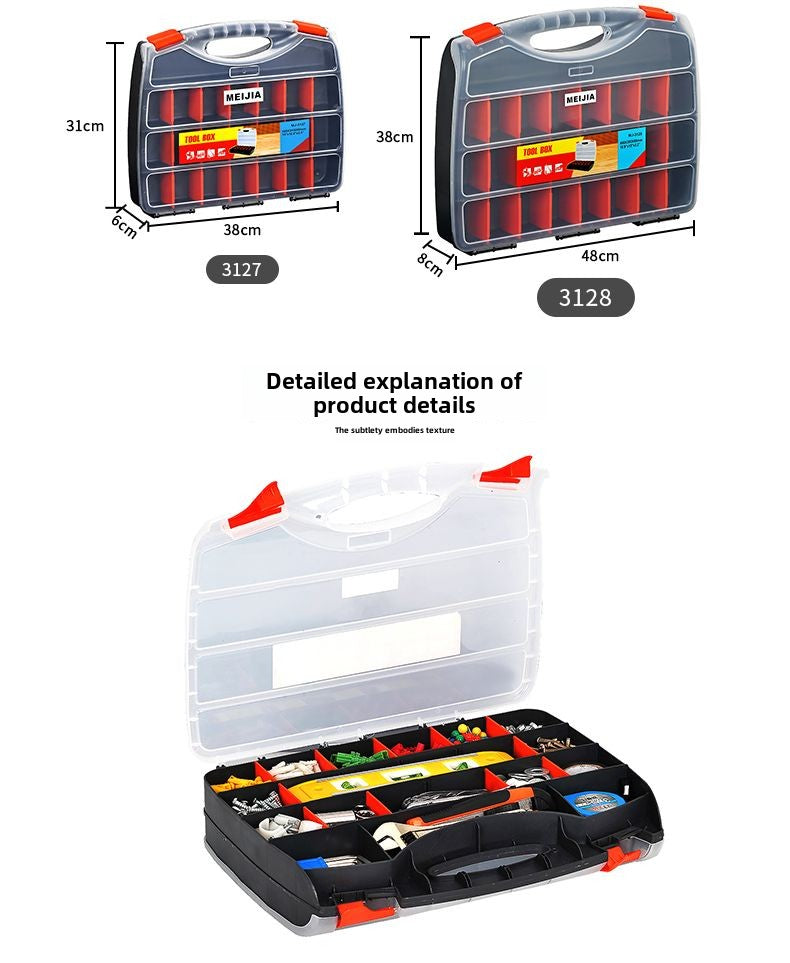 Thick and durable double-sided hand-held parts box, plastic screw accessories, classification toolbox, building blocks, organization and storage
