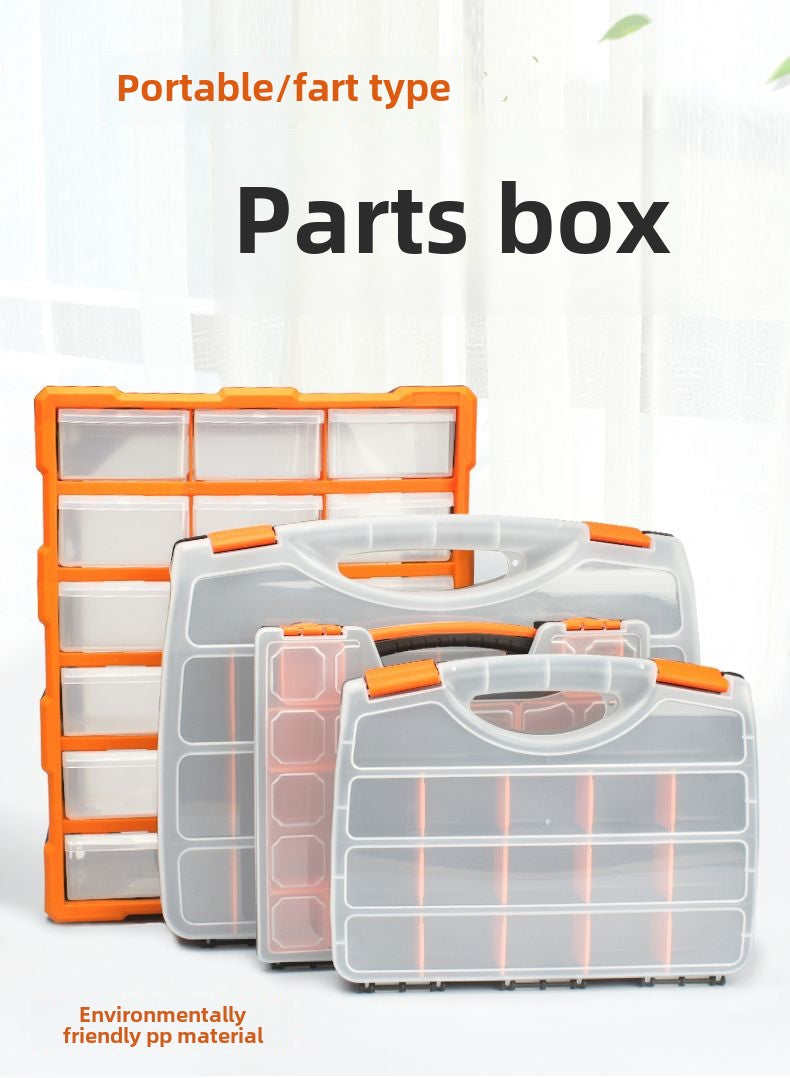 Stackable Multi-Grid Parts Storage Box - Transparent Screw Organizer, Workshop Tool Case