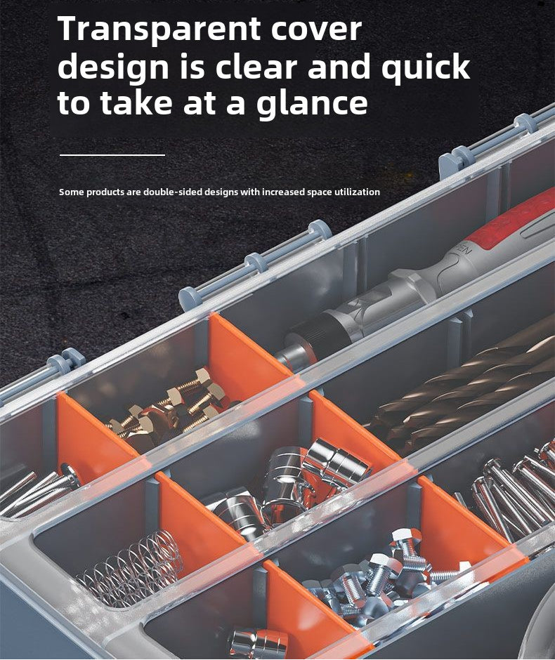 Plastic Tool Box,Double Side Tool Organizer Small Parts Tool Box Hardware Organizer with Removable Plastic Dividers for Bead/Screws/Nuts/Nails/Bolts/Bins/Crafts