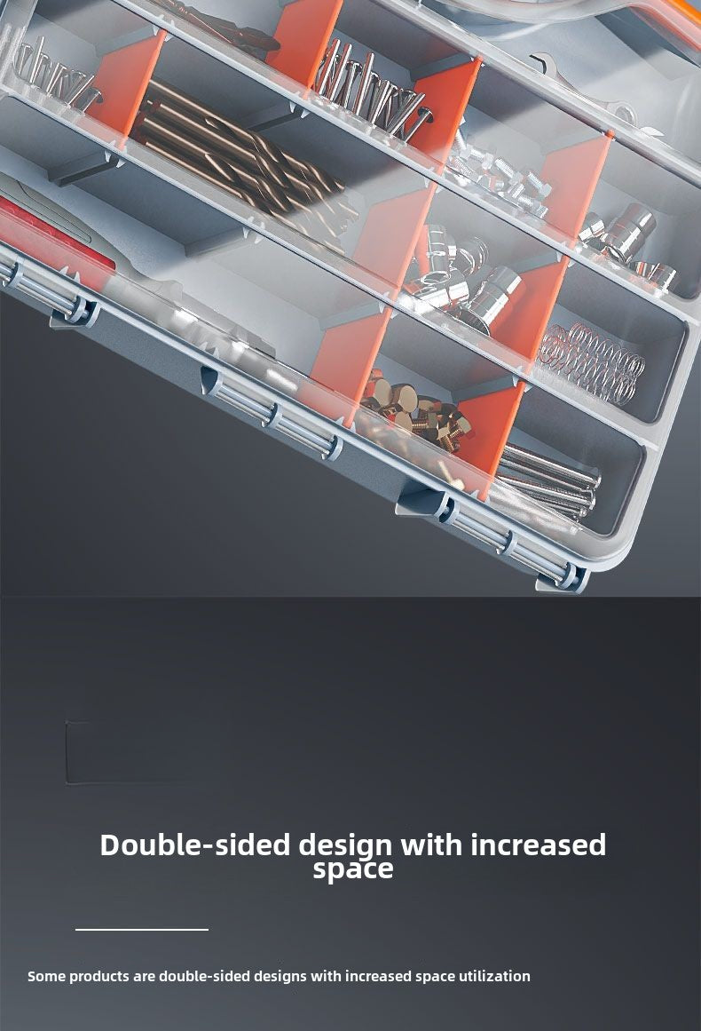Plastic Tool Box,Double Side Tool Organizer Small Parts Tool Box Hardware Organizer with Removable Plastic Dividers for Bead/Screws/Nuts/Nails/Bolts/Bins/Crafts