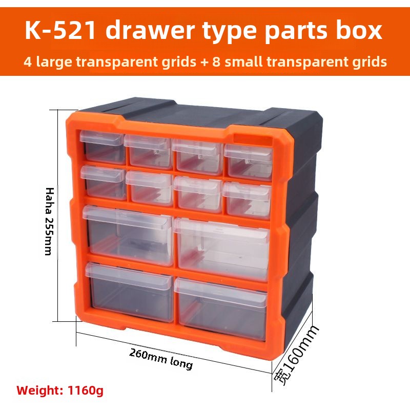 Stackable Multi-Grid Parts Storage Box - Transparent Screw Organizer, Workshop Tool Case