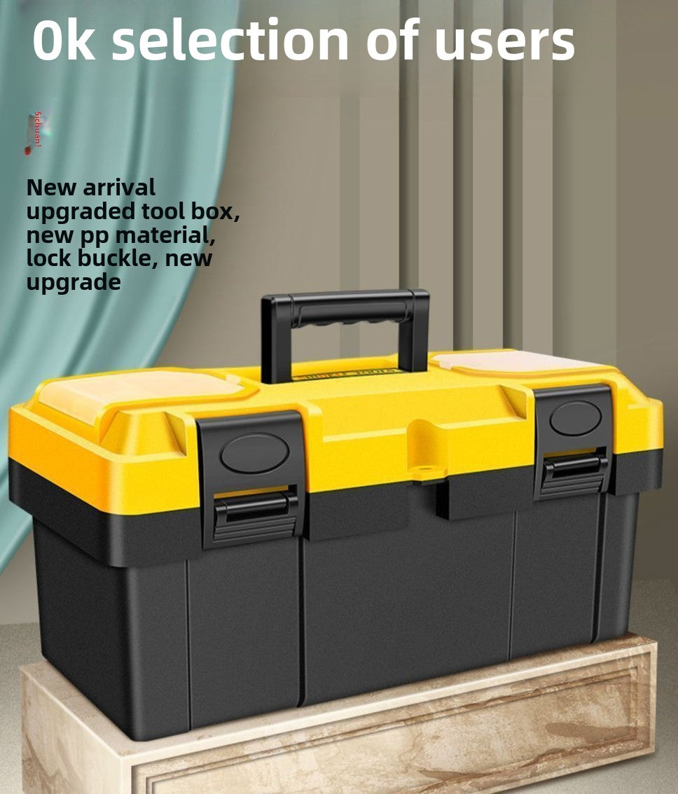 20-Inch Tool Box Stainless Steel&Plastic Portable Toolbox Storage Organizer with Long Handle and Removable Tray for Home Garage Workshop