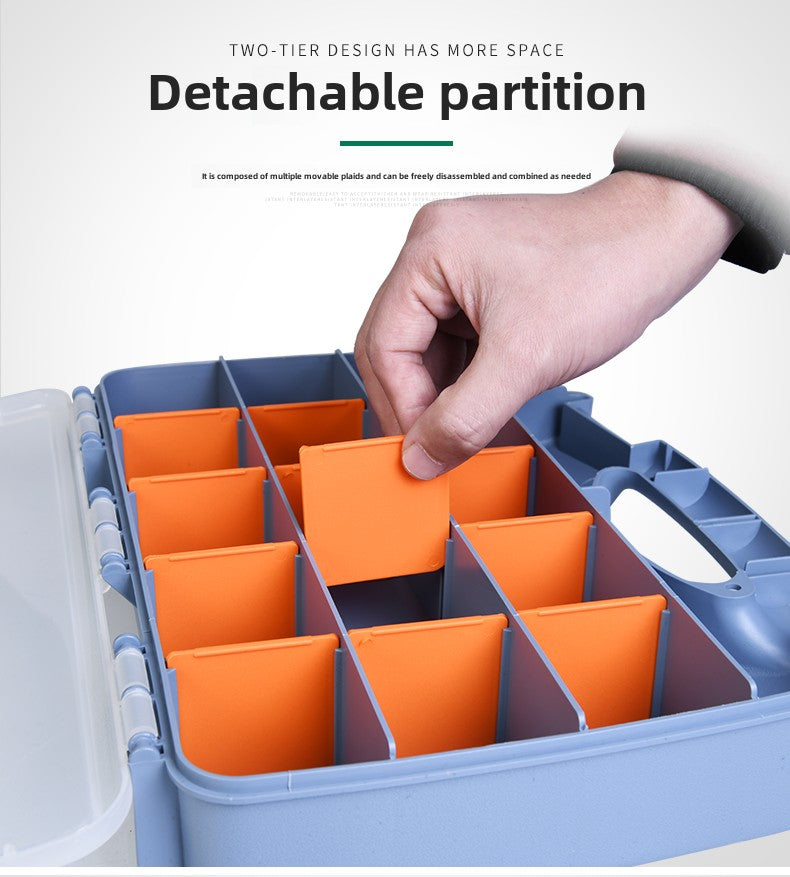 Double Side Tools Organizer, Customizable Removable Plastic Dividers, Hardware Box Storage, Excellent for Screws,Nuts,Small Parts, 34-Compartment