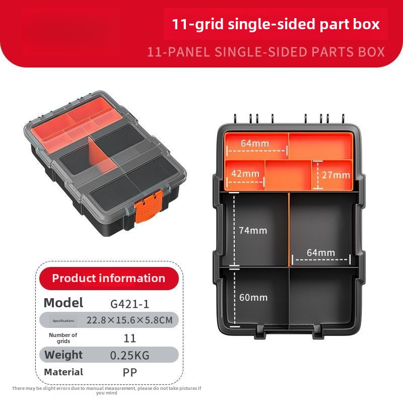 Plastic Tool Box,Double Side Tool Organizer Small Parts Tool Box Hardware Organizer with Removable Plastic Dividers for Bead/Screws/Nuts/Nails/Bolts/Bins/Crafts