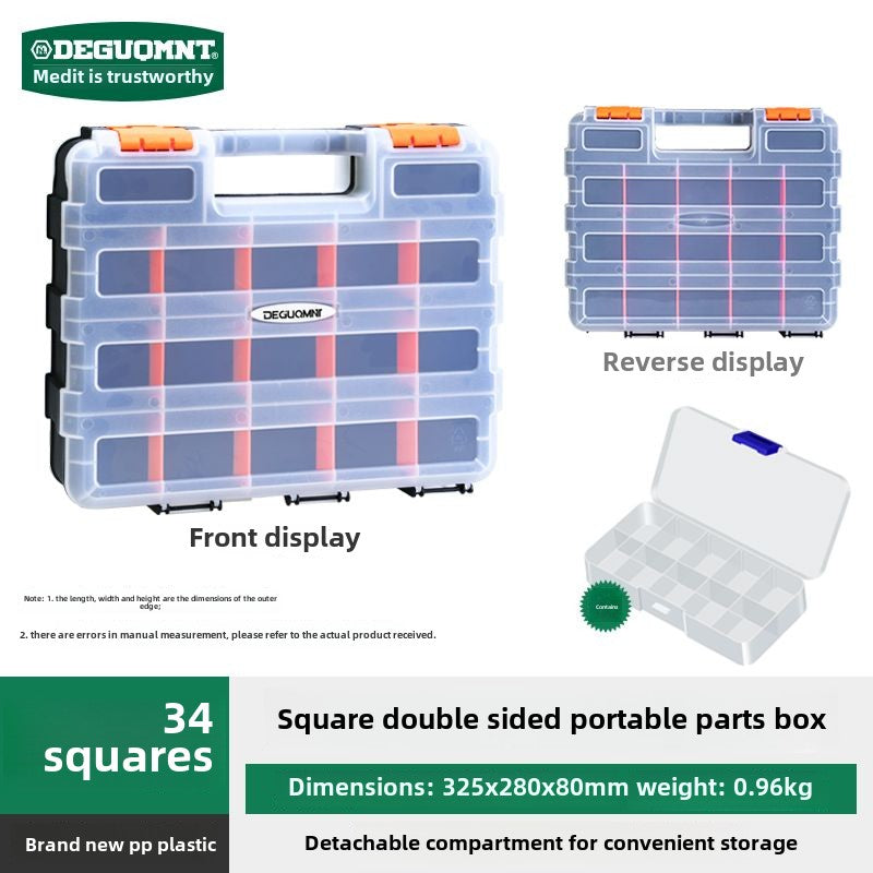 Double Side Tools Organizer, Customizable Removable Plastic Dividers, Hardware Box Storage, Excellent for Screws,Nuts,Small Parts, 34-Compartment