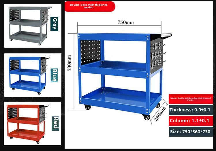 Auto Dynasty 3-Layer Steel Service Cart Max Capacity 220 lbs with Wheels for Warehouse, Garage and Office Supports, Red