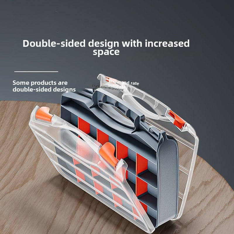 Plastic Tool Box,Double Side Tool Organizer Small Parts Tool Box Hardware Organizer with Removable Plastic Dividers for Bead/Screws/Nuts/Nails/Bolts/Bins/Crafts