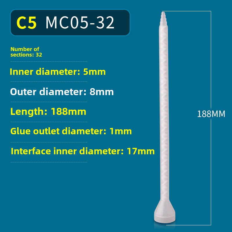 Epoxy Mixing Nozzle Static Mixer Nozzle Tubes 18-Element Adhesive Cartridges Spiral Tip