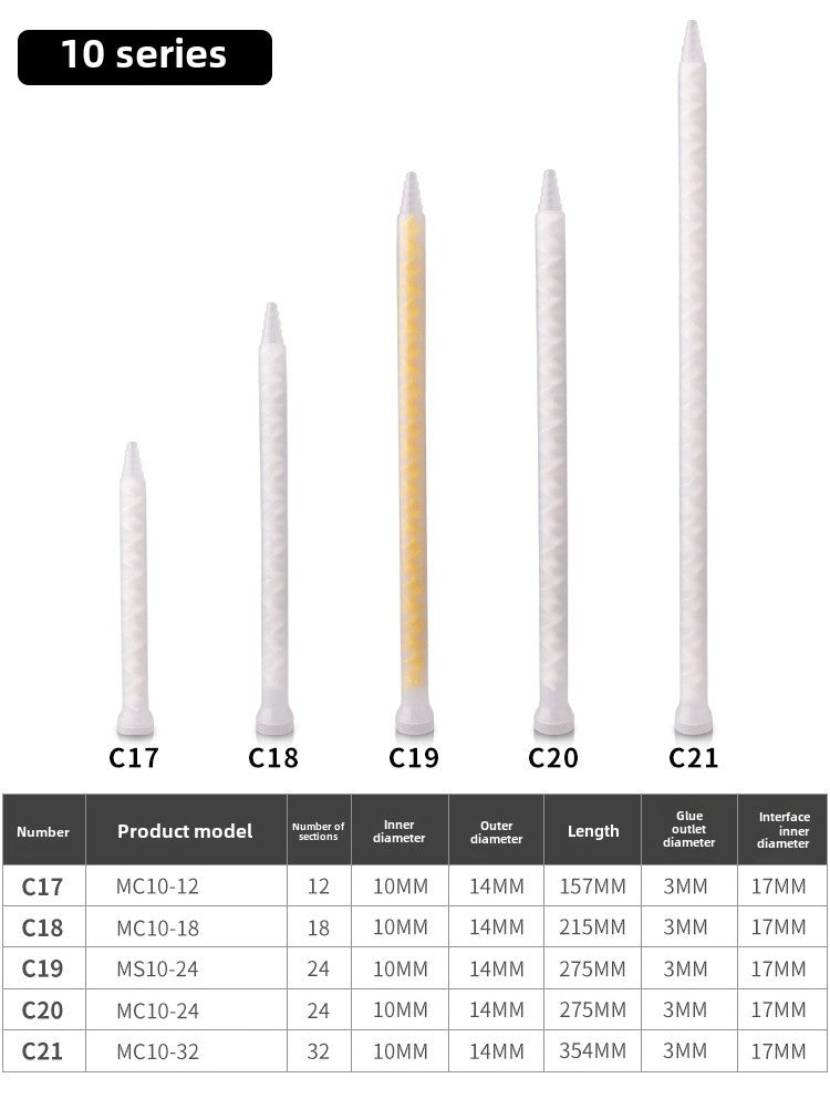 Epoxy Mixing Nozzle Static Mixer Nozzle Tubes 18-Element Adhesive Cartridges Spiral Tip