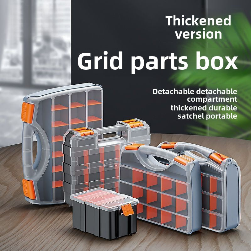 Plastic Tool Box,Double Side Tool Organizer Small Parts Tool Box Hardware Organizer with Removable Plastic Dividers for Bead/Screws/Nuts/Nails/Bolts/Bins/Crafts