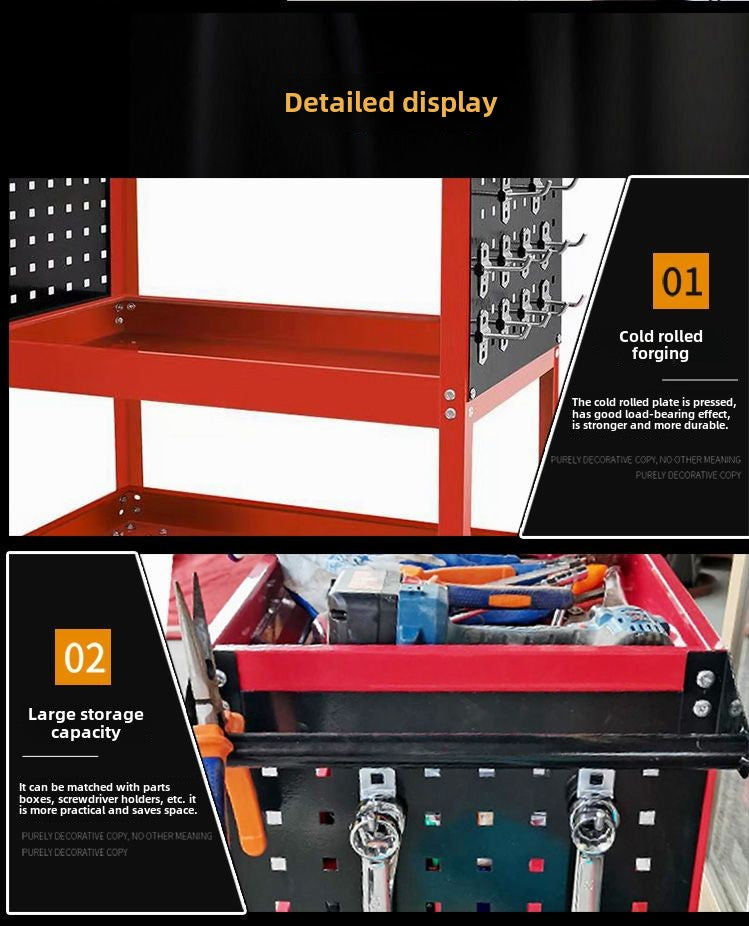 Auto Dynasty 3-Layer Steel Service Cart Max Capacity 220 lbs with Wheels for Warehouse, Garage and Office Supports, Red