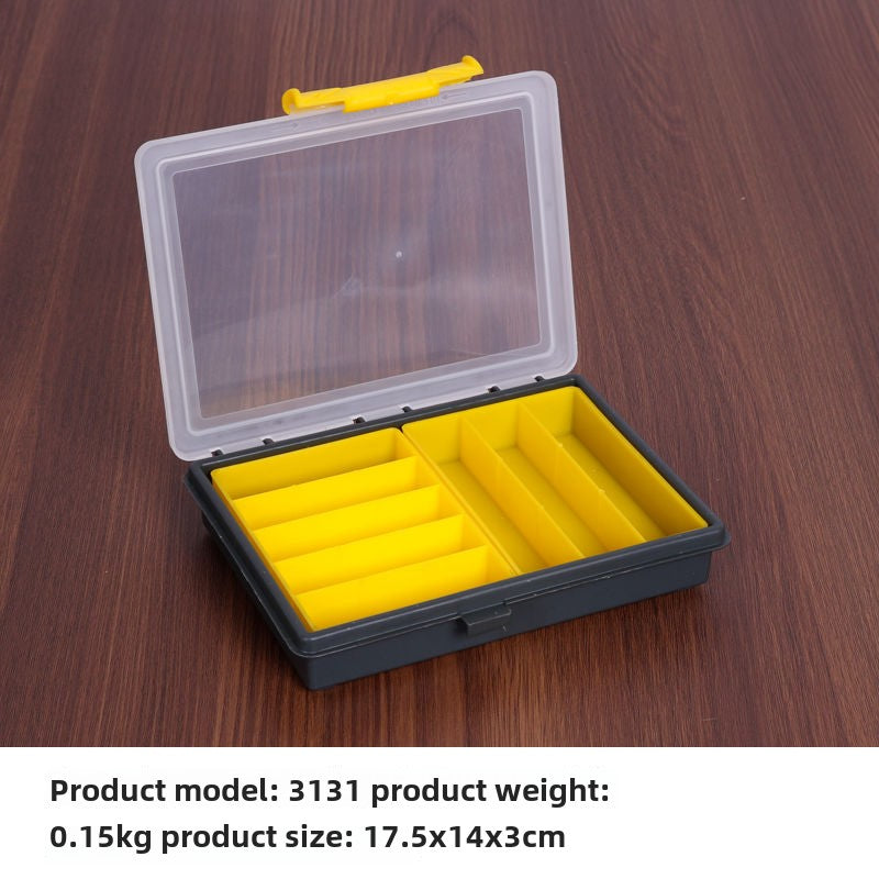 Transparent portable multi compartment spare parts box combination multi-layer toolbox Portable Storage Organizer Box (Set of 4) Yellow/Black