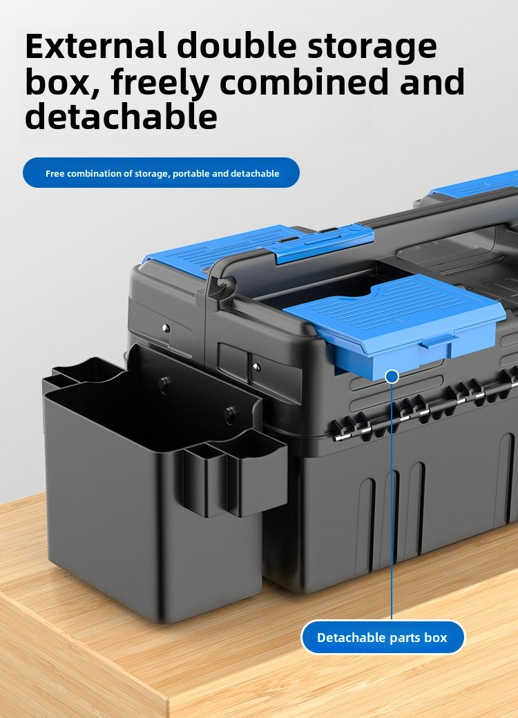 Household multifunctional plastic electrician storage box car tool box large plastic thickened car maintenance portable storage box