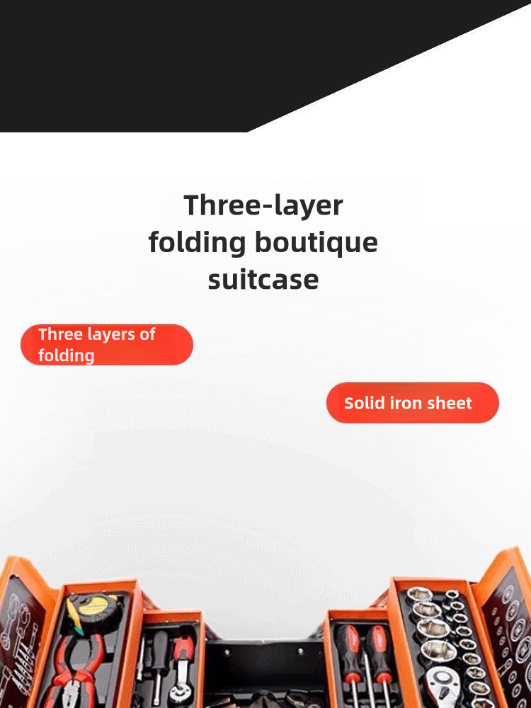 Metal Cantilever Tool Box, 18 Inch Tool Box, 3 Layers 5 Tray Portable Tool Box, Fold Out Tool Box Organizer Storage for Home Studio Auto Repair Factory