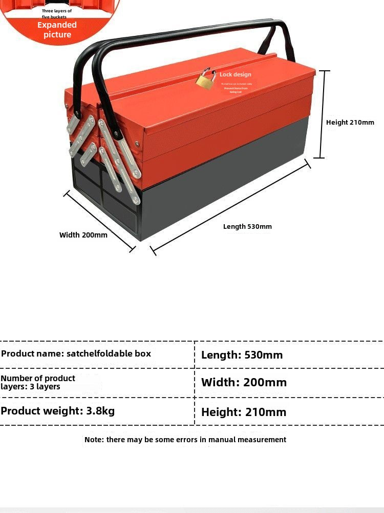 Metal Cantilever Tool Box, 18 Inch Tool Box, 3 Layers 5 Tray Portable Tool Box, Fold Out Tool Box Organizer Storage for Home Studio Auto Repair Factory