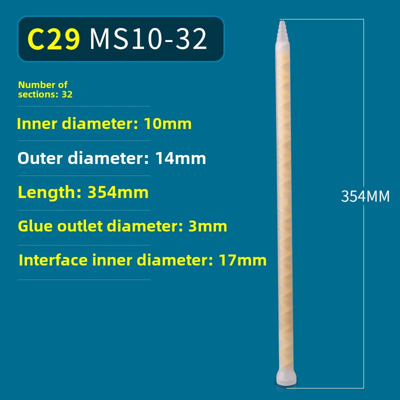 Epoxy Mixing Nozzle Static Mixer Nozzle Tubes 18-Element Adhesive Cartridges Spiral Tip