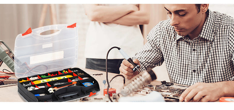 Thick and durable double-sided hand-held parts box, plastic screw accessories, classification toolbox, building blocks, organization and storage