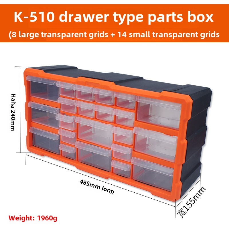 Stackable Multi-Grid Parts Storage Box - Transparent Screw Organizer, Workshop Tool Case
