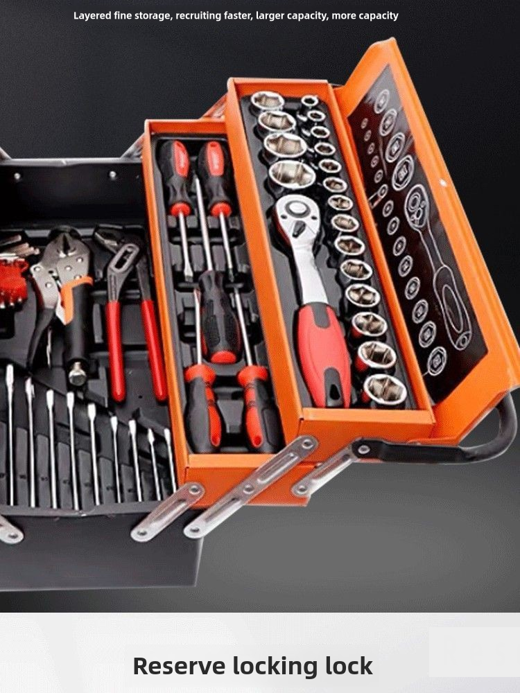 Metal Cantilever Tool Box, 18 Inch Tool Box, 3 Layers 5 Tray Portable Tool Box, Fold Out Tool Box Organizer Storage for Home Studio Auto Repair Factory