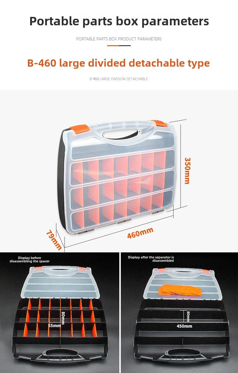 Stackable Multi-Grid Parts Storage Box - Transparent Screw Organizer, Workshop Tool Case
