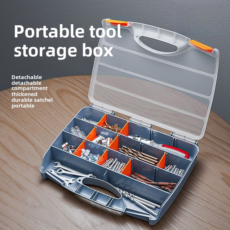Plastic Tool Box,Double Side Tool Organizer Small Parts Tool Box Hardware Organizer with Removable Plastic Dividers for Bead/Screws/Nuts/Nails/Bolts/Bins/Crafts
