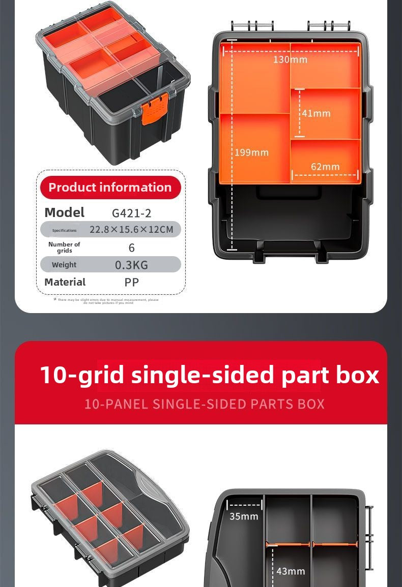 Plastic Tool Box,Double Side Tool Organizer Small Parts Tool Box Hardware Organizer with Removable Plastic Dividers for Bead/Screws/Nuts/Nails/Bolts/Bins/Crafts