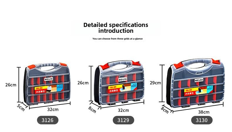 Thick and durable double-sided hand-held parts box, plastic screw accessories, classification toolbox, building blocks, organization and storage