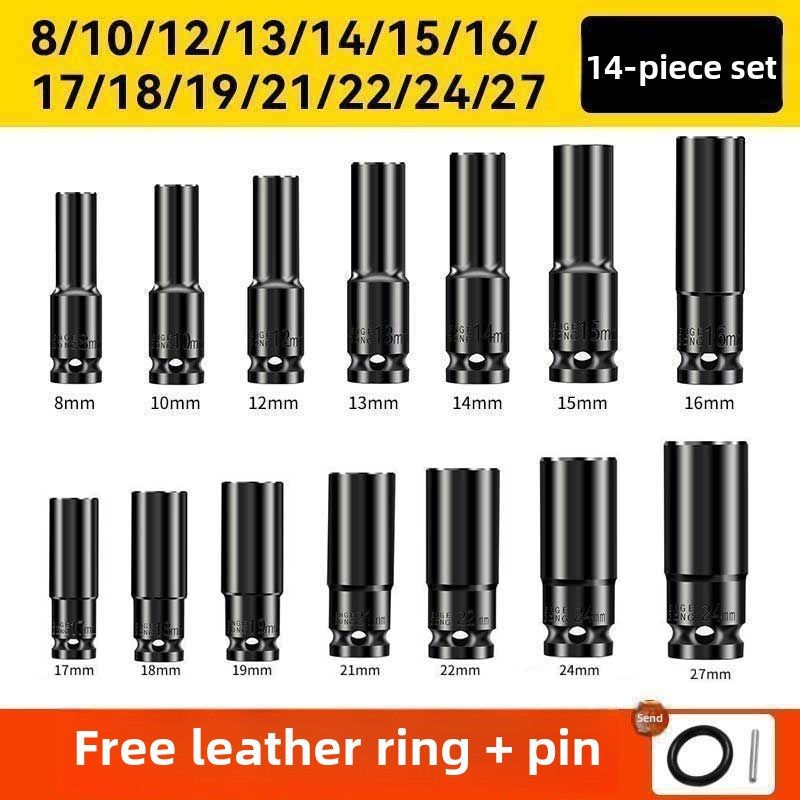 Drive Impact Socket Set - 50-Piece Shallow & Deep Socket Set Metric and Standard Full with Universal Joint, Extension Bar, 1/2 to 3/8 Reducer, Hex Shank Socket Adapter, Ratchet Handle