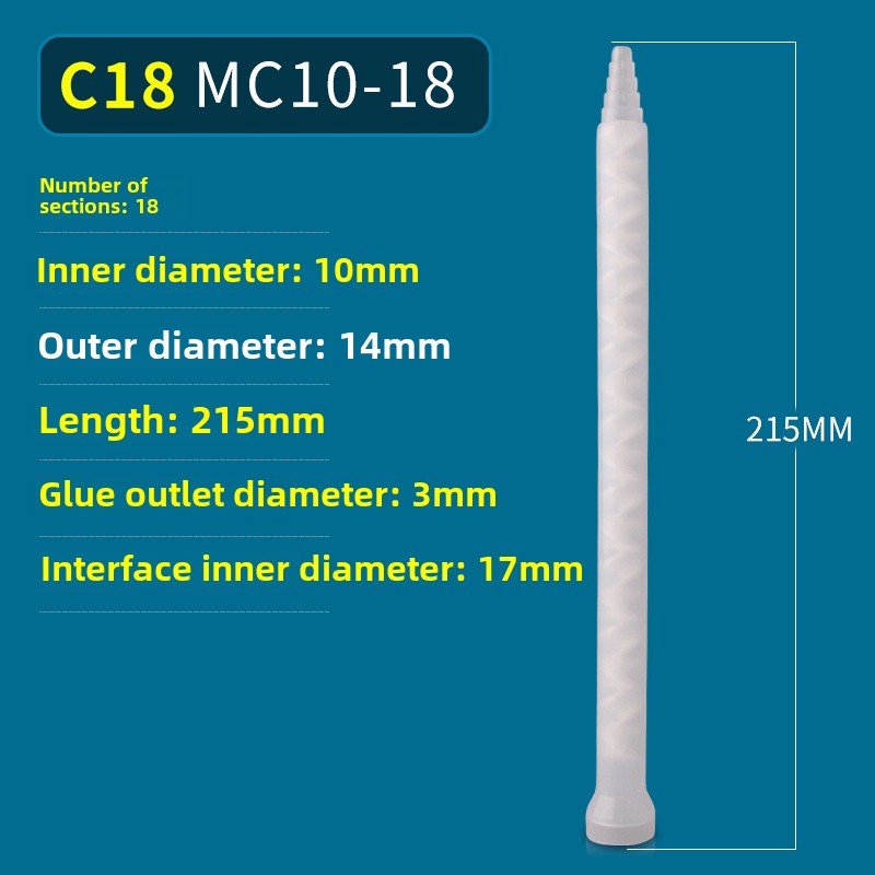 Epoxy Mixing Nozzle Static Mixer Nozzle Tubes 18-Element Adhesive Cartridges Spiral Tip