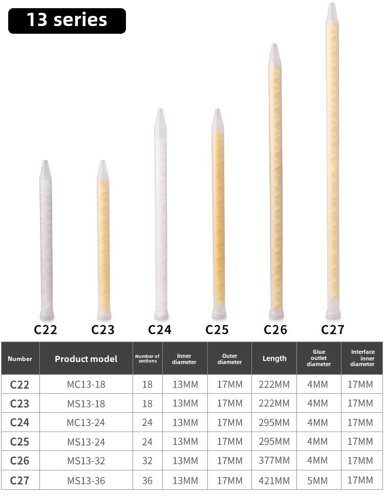 Epoxy Mixing Nozzle Static Mixer Nozzle Tubes 18-Element Adhesive Cartridges Spiral Tip