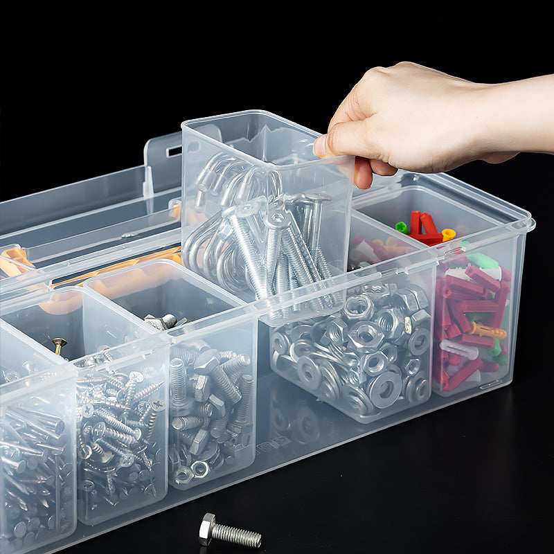 Nuts and Bolts Organizers and Storage - Small Parts Storage Organizer with Lid and Compartment for Organizing Screw Nail Hardware, Leak-proof Stackable Tool Box for Drawer Cabinet