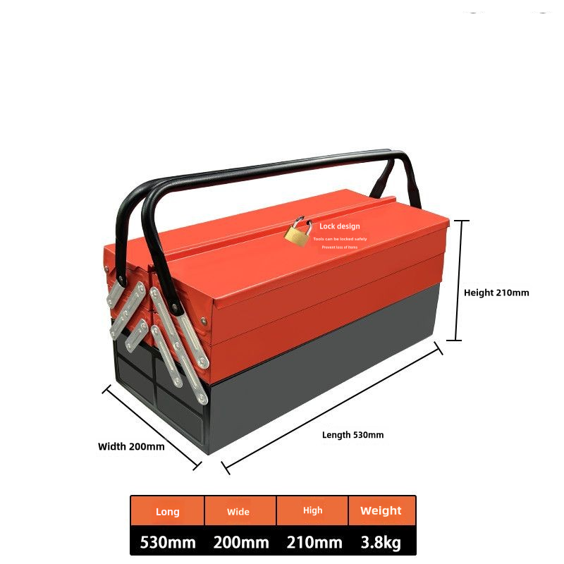 Metal Cantilever Tool Box, 18 Inch Tool Box, 3 Layers 5 Tray Portable Tool Box, Fold Out Tool Box Organizer Storage for Home Studio Auto Repair Factory