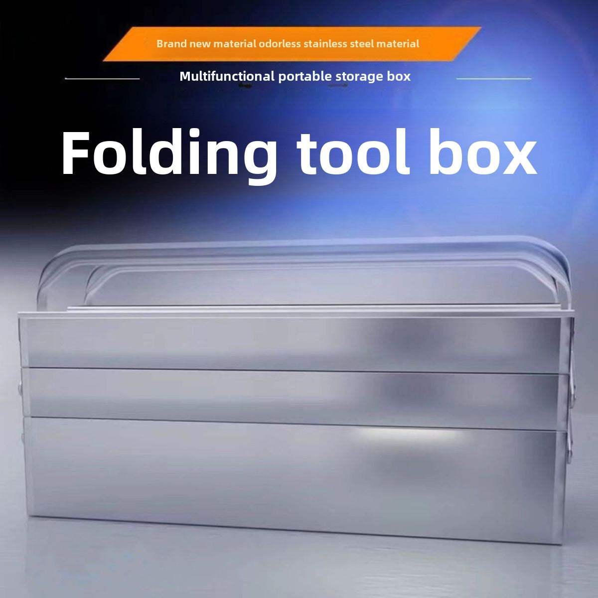 Metal Cantilever Tool Box, 3-Tier 5 Tray Fold Out Stainless Steel Tool Box with Handle, 14" Stack-able Portable Tool Storage Box Organizers Chest for Household Factory Warehouse Repair Shop