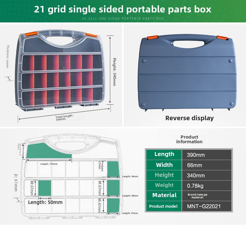 Double Side Tools Organizer, Customizable Removable Plastic Dividers, Hardware Box Storage, Excellent for Screws,Nuts,Small Parts, 34-Compartment