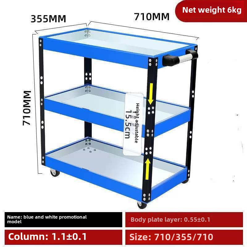 Auto Dynasty 3-Layer Steel Service Cart Max Capacity 220 lbs with Wheels for Warehouse, Garage and Office Supports, Red