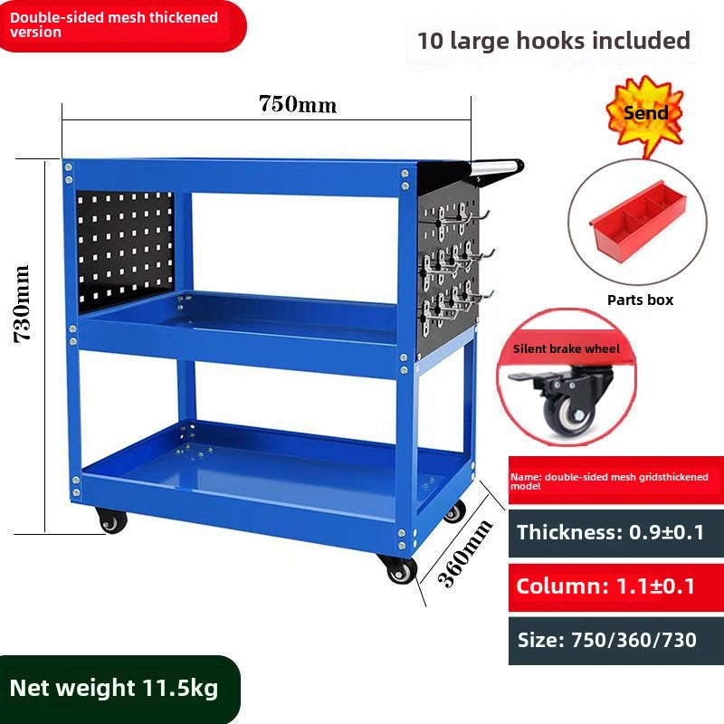 Auto Dynasty 3-Layer Steel Service Cart Max Capacity 220 lbs with Wheels for Warehouse, Garage and Office Supports, Red