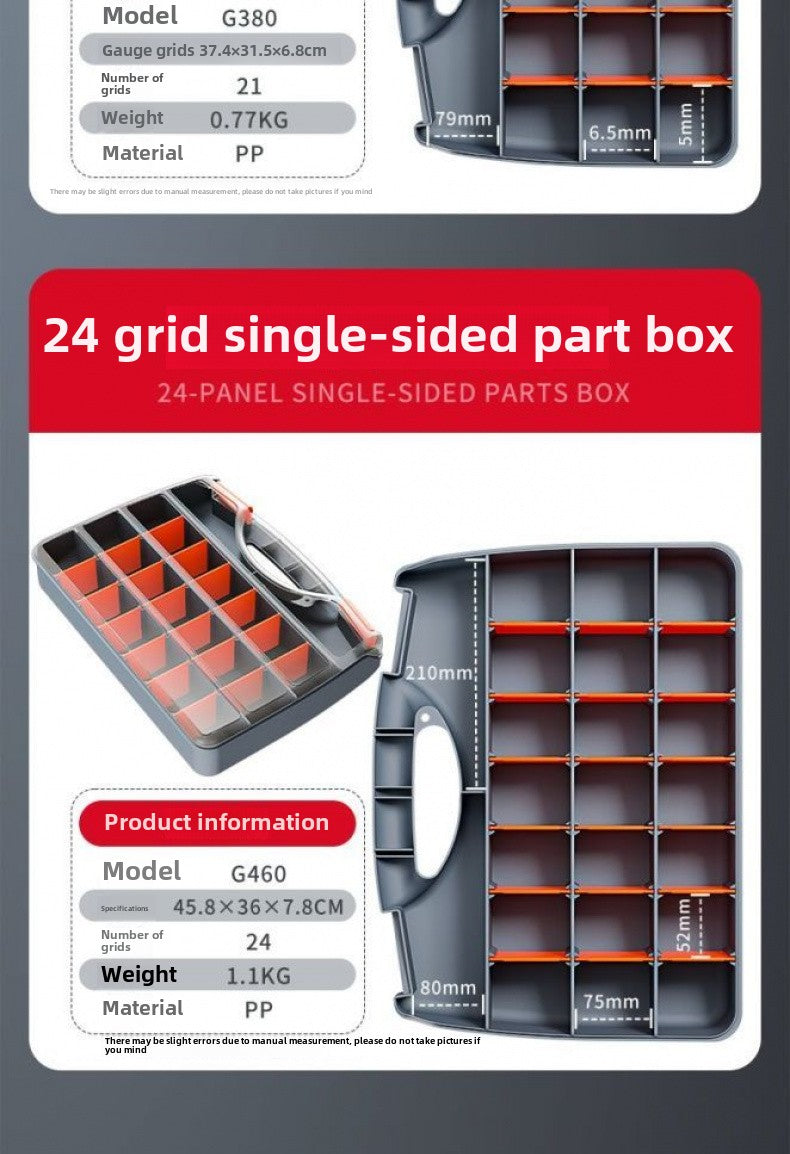 Plastic Tool Box,Double Side Tool Organizer Small Parts Tool Box Hardware Organizer with Removable Plastic Dividers for Bead/Screws/Nuts/Nails/Bolts/Bins/Crafts