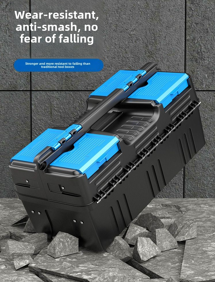 Household multifunctional plastic electrician storage box car tool box large plastic thickened car maintenance portable storage box